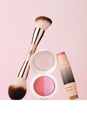 Sweet Cheeks Set full kit displayed with blush duos, baked blush shades, and face brush