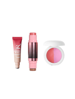 Three cosmetic products on a white background