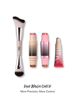 Makeup brushes and cheek products on a white background with 'dibs.' branding.
