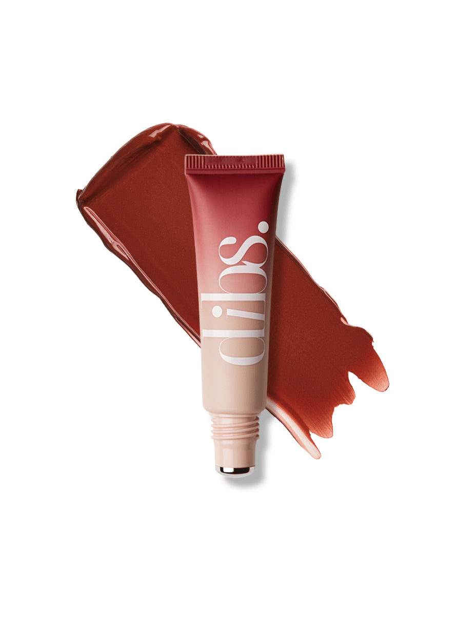 Cool Blush Cheek Stain in shade Summer Girl with terracotta swatch behind product on a white background